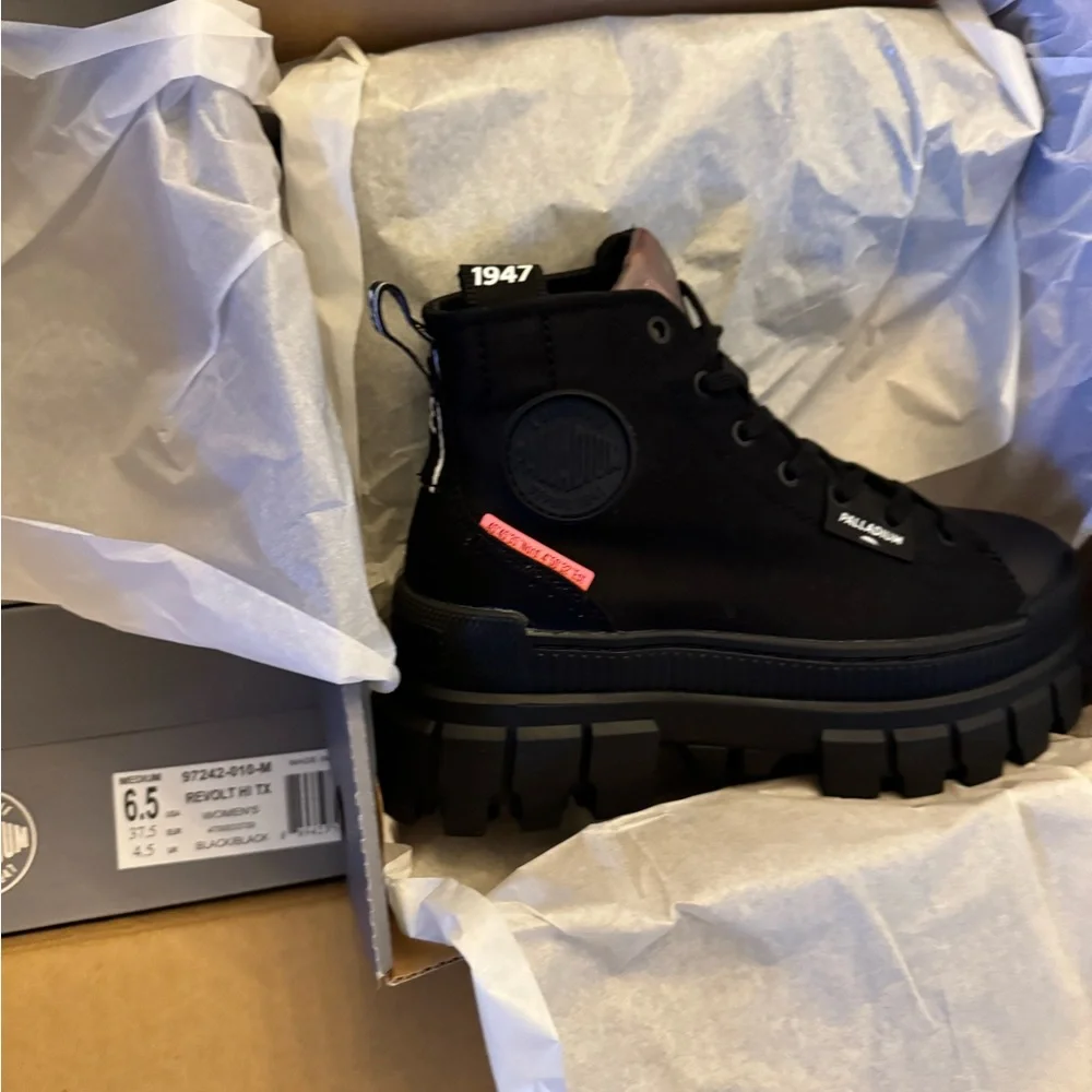 Palladium by Free Prople Black Platform Sneakers with Orange Accents - Picture 4 of 4